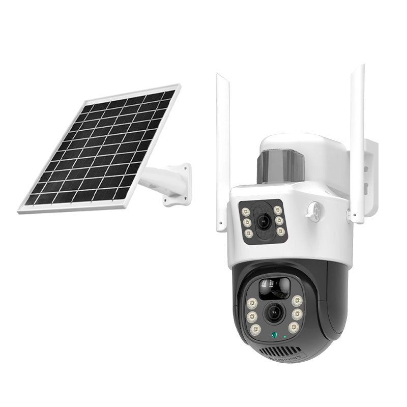 V380 Dual-Lens Solar Security Camera - Wireless Outdoor Surveillance With Phone Remote Access, Low Power Consumption_voghion.com