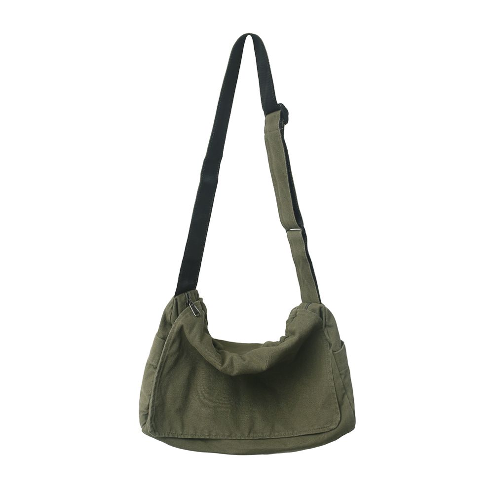 Women Washed Shoulder Versatile Canvas Messenger Adjustable Strap Trendy Hobo Distressed Satchel Commuting Bag_voghion.com