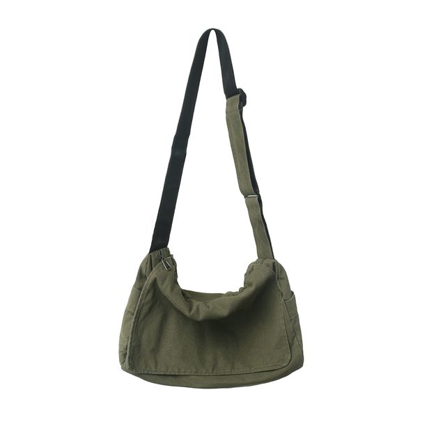 Women Washed Shoulder Versatile Canvas Messenger Adjustable Strap Trendy Hobo Distressed Satchel Commuting Bag_voghion.com