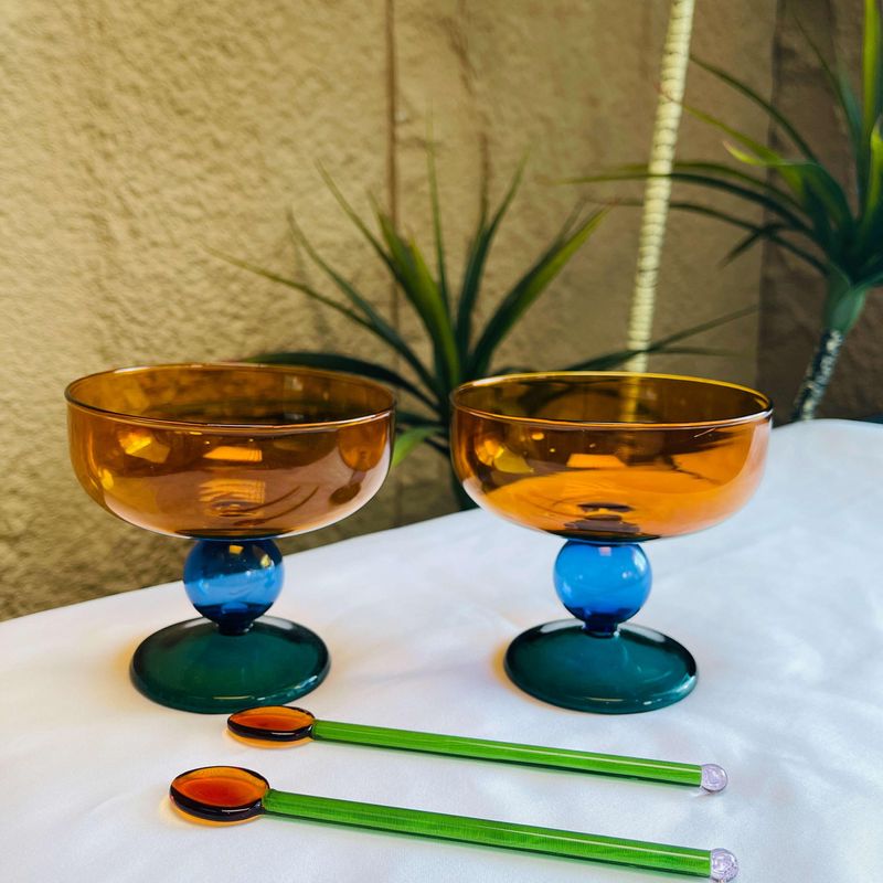 Set di ciotole in borosilicato RYYD - Color Block｜Piede alto｜Sicuro per alimenti UE_voghion.com