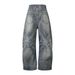 Herrenbekleidung Washed Distressed Patchwork Jeans Herren Niche High Street Scimitar Pants Loose Trousers_voghion.com