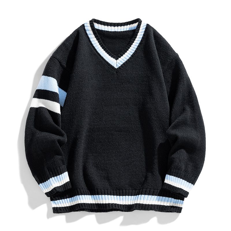 Retro-Strickpullover im Hongkong-Stil mit V-Ausschnitt – Locker sitzender Jacquard-Pullover mit Blumenmuster für Damen (Beige, Schwarz, Blau) – Übergroßes Häkeloberteil_voghion.com