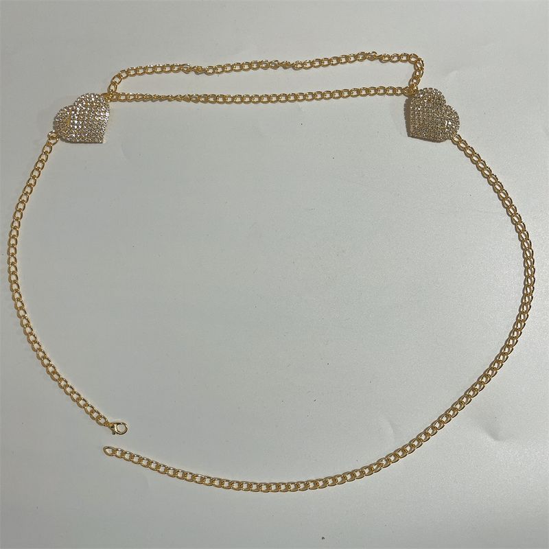 Double layered heart-shaped waist nightclub sparkling sexy rhinestone body chain_voghion.com