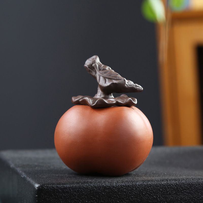 Creative Purple Clay Color-Changing Pet Ornament, Nurturable Persimmon Ruyi Play Decoration, Art Tray Tea Ceremony_voghion.com