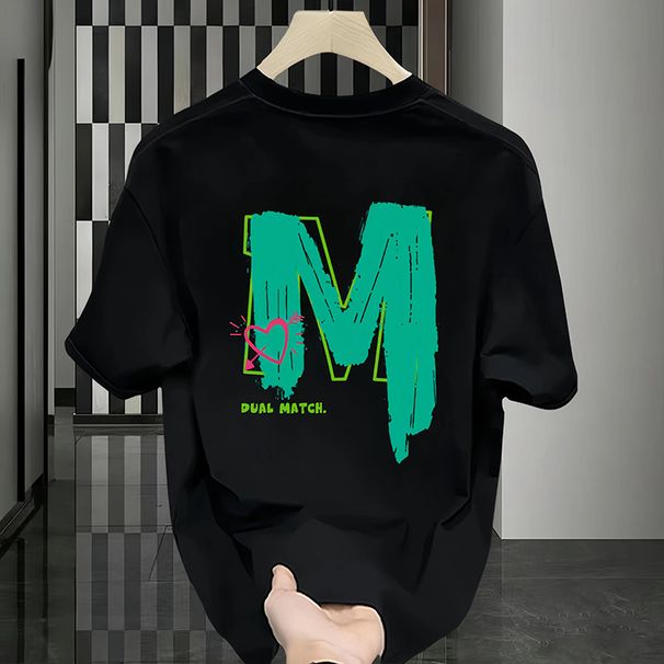 Men's Clothing 2025 High End And Niche Round Neck Light Luxury Men's Short Sleeved Pure Cotton Fashion Label Printed Youth T-shirt Trend_voghion.com