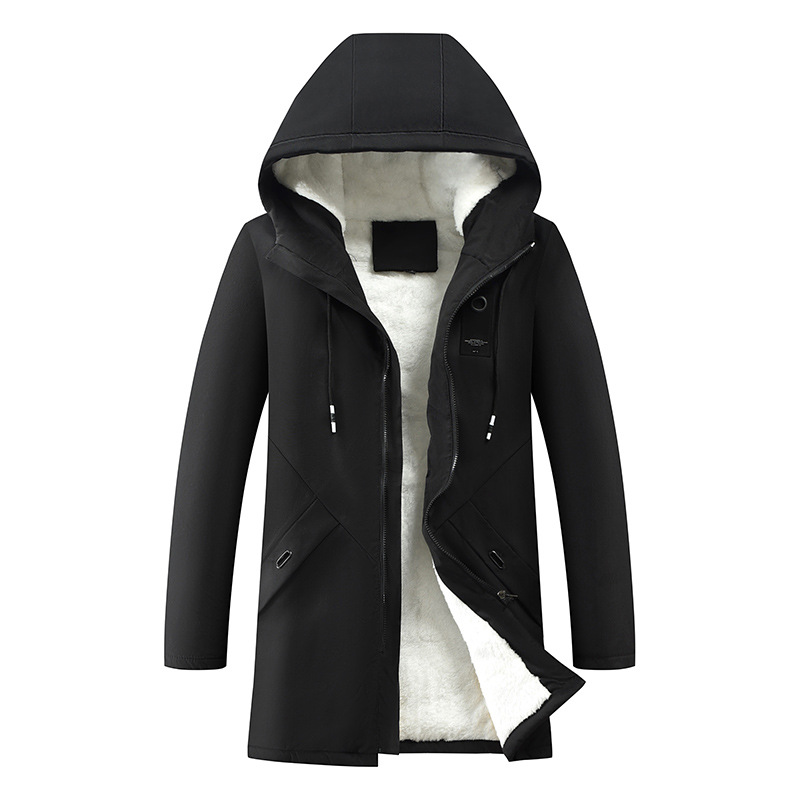 Herrenbekleidung Herbst und Winter Neue Übergröße Herren Samt Verdickte Mittellange Kapuzenjacke Windjacke Für Männer_voghion.com