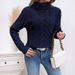 Women's High Neck Cable Knit Sweater - Soft Chunky Wool Pullover With Solid Color & Ribbed Detailing For Fall/Winter Layering_voghion.com