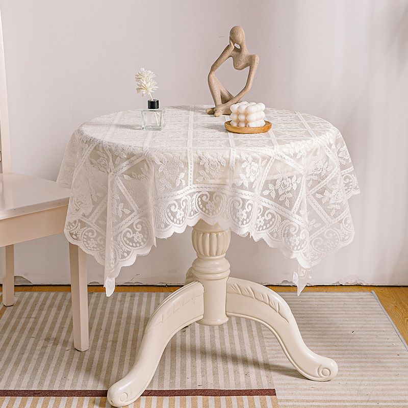 Non Slip Crochet Lace Round Table Cloth Table Cloth Retro Coffee Table Table Cloth Cabinet Cover Cloth Dustproof Polyester Cotton_voghion.com