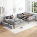 Twin Over Twin Rubber Wood Bunk Bed With 2 Drawers,Convertible Into 2 Twin Beds,Twin Size Bunk Bed With Ladder And Safety Guardrails ,Grey_voghion.com