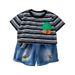 2024. aasta suvine uus poiste ja tüdrukute moodne triibuline lühikeste varrukatega kaheosaline beebikauboi lühikeste pükste komplekt_voghion.com
