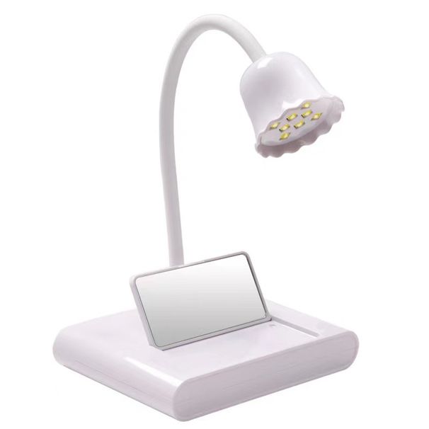 Rózsa körömszárító tükörrel, mini köröm LED lámpával, műköröm manikűr lakk ragasztóval, gyorsan száradó UV fényű, hajlítható asztali körömlámpa szárítóval_voghion.com
