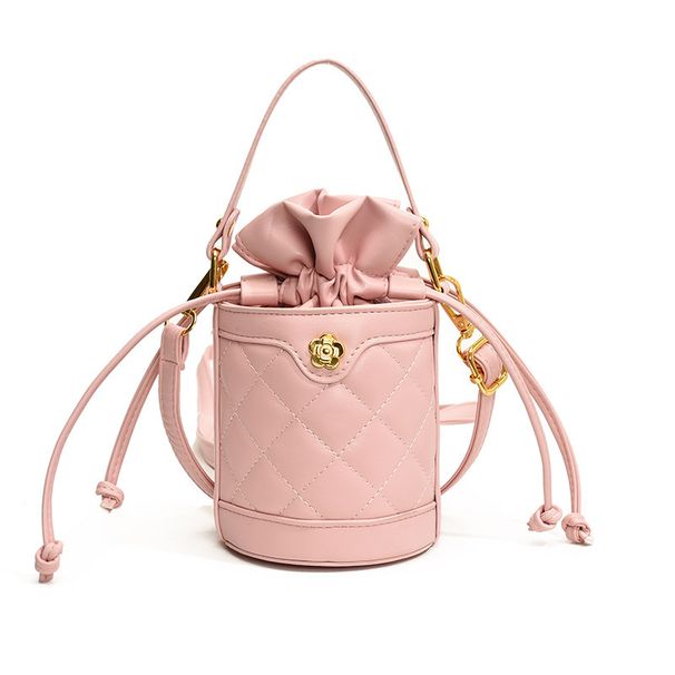 Γυναικεία τσάντα bucket Camellia με κορδόνι, μικρή παιδική μίνι τσάντα χιαστί, γυναικεία τσάντα_voghion.com