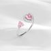S Sier Anello aperto regolabile con zirconi, semplice, rosa, a forma di cuore, dolce, da donna_voghion.com