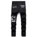Men's Hip-Hop Straight Leg Jeans With Patchwork & Studs - Korean Boy Band Style Stretch Denim Pants_voghion.com