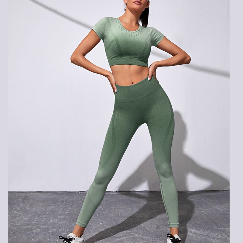 Ropa de yoga teñida con tirantes sin costuras para mujer, traje de malla ajustada, chaleco deportivo, ropa de fitness tejida_voghion.com
