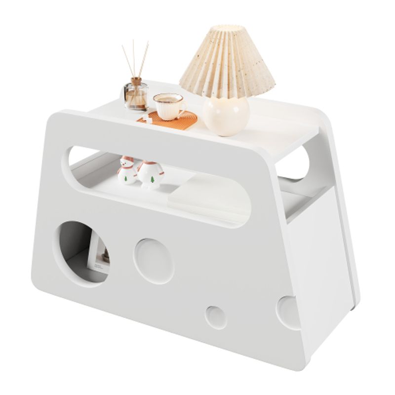 Aparador, Moderner Weißer Beistelltisch Mit Rollen, Sicherem Abgerundetem Design – Mobil, Platzsparend, Ideal Für Wohnzimmer Und Schlafzimmer (81x33x51,5 cm)_voghion.com