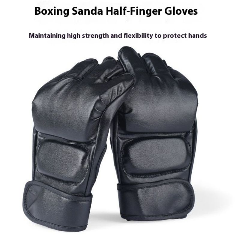 Adult Professional Sanda Muay Thai MMA UFC Combat Training Boxing Gloves Half Split Finger_voghion.com