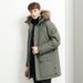 mid to long length men's down thickened youth winter coat, fur collar jacket, and cold jacket_voghion.com
