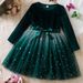 Kids’ Clothing Autumn And Winter New Girls Long Sleeve Dress Star Gradient Mesh Princess Dress Christmas Red Dress_voghion.com