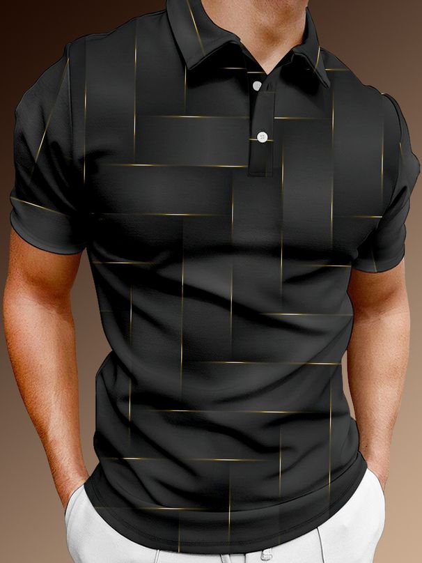 Men's clothing Polo Shirt Art series gradient geometric stripes color map 3D printing_voghion.com