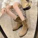 Korean Pointed Toe Chunky Heel Western Cowboy Women's New Autumn Versatile British Style Short Martin Boots_voghion.com