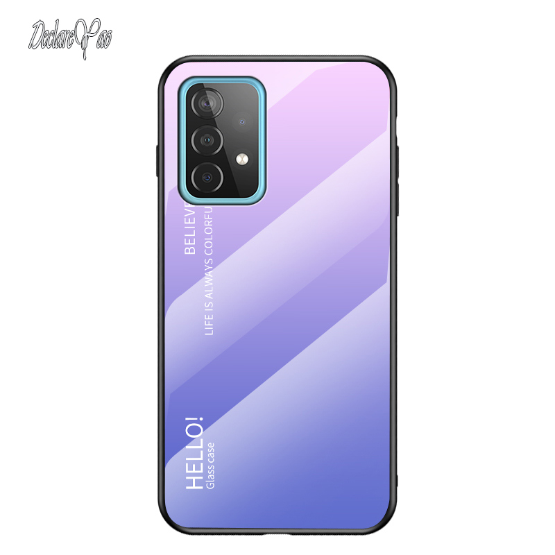 A82 A72 A52 Custodia DECLAREYAO Copertura dura in vetro per Samsung Galaxy A42 A32 A22 A12 A02S A02 Custodia in silicone Ultra sottile Temper_voghion.com