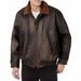 Men's Vintage PU Leather Bomber Jacket – American Retro Faux Two-Piece Fleece-Lined Coat With Zip Front & Side Pockets_voghion.com