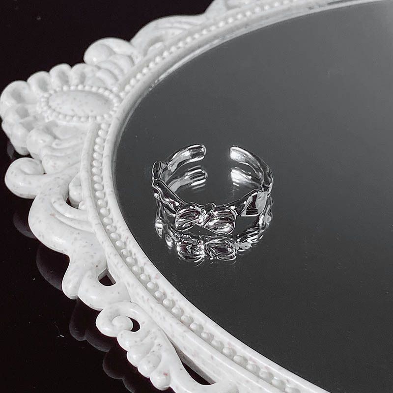 Anello aperto leggero e lussuoso con fiore di rosa e diamanti per donna, elegante e minimalista, stile trendy._voghion.com
