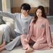 Herbst Winter Langarm Pullover Pyjamas für Männer Frauen, Waffel Stil atmungsaktive Baumwolle Home Kleidung, Frühling und_voghion.com