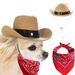Set di mini cappelli e sciarpe per animali domestici, cuccioli di cane e gatto, da cowboy occidentale_voghion.com