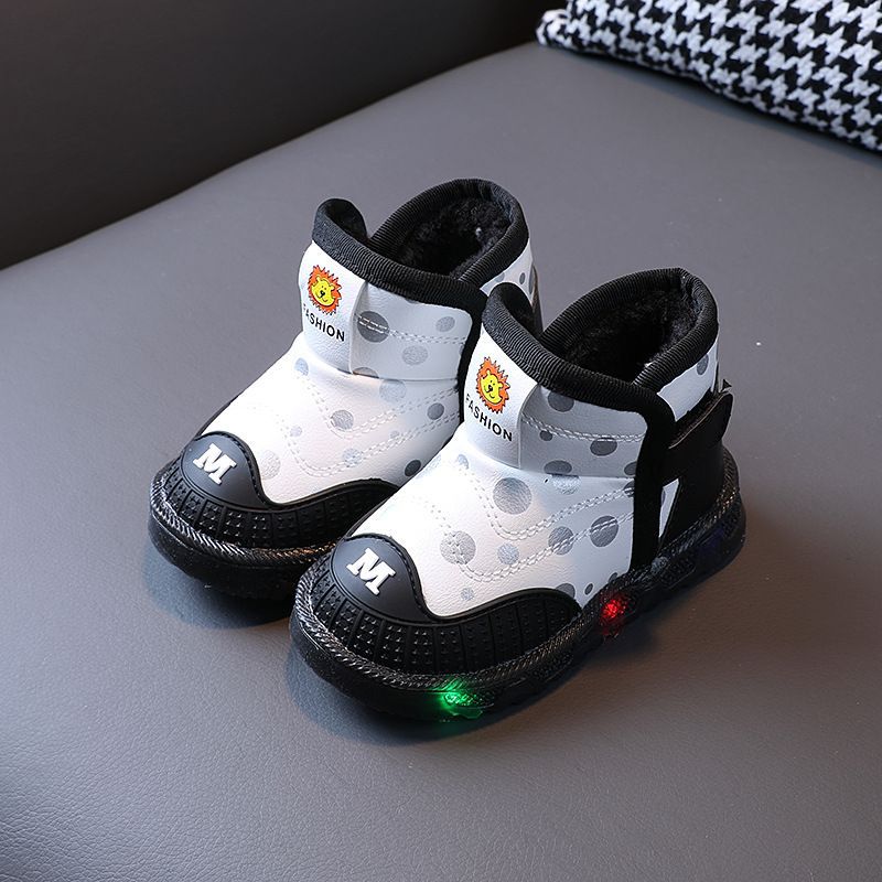 Lighted Snow Boots Girls And Boys Padded Young Children Flashing For Babies Soft Soled Toddler Shoes_voghion.com