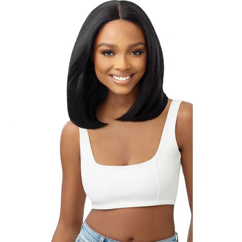 Perücke neue Perücke Damen kurze Haare braun Bobo Kopf Reparatur Gesicht mittellanges lockiges Haar Mittelteil Pony volle Kopfbedeckung_voghion.com