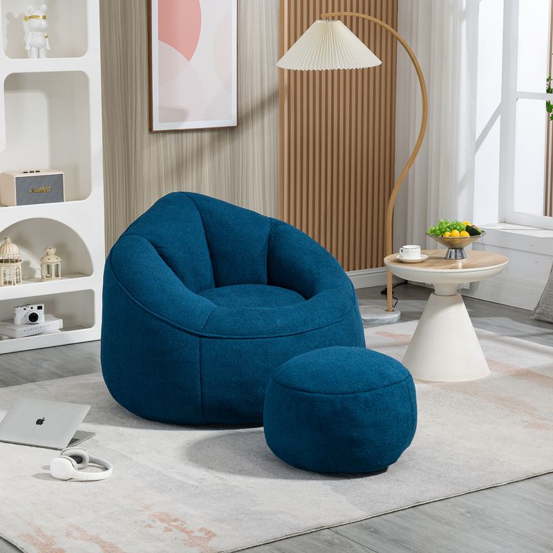 Bedding Bean Bag Sofa Chair High Pressure Foam Bean Bag Chair Adult Material With Padded Foam Padding Compressed Bean Bag With Footrest_voghion.com