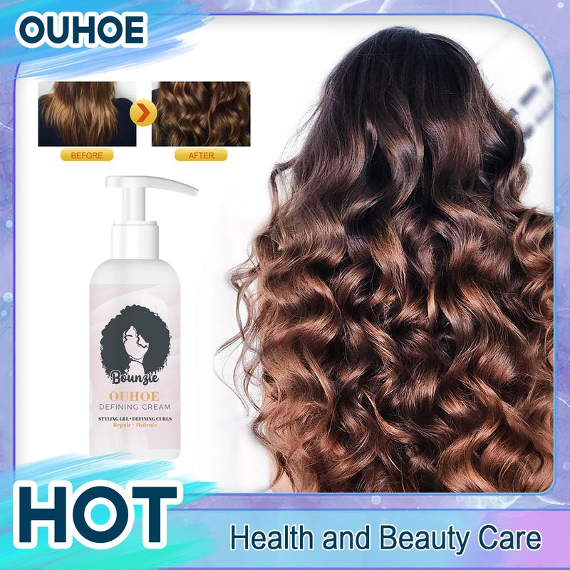 Matu lokošanās krēms veidojošs veidojošs frizzy Wavy Boost elastīns apjomu piešķirošs pūkains sabiezējums barojošs uzlabojošs matu definēšanas krēms_voghion.com