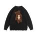 Men's Clothing cartoon bear jacquard sweater retro niche round neck sweater_voghion.com