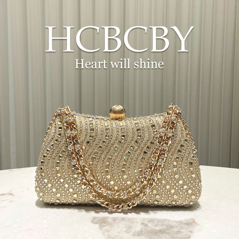 Pochette da sera con strass dorati - Borsa a mano di lusso con decorazioni in cristallo (elegante borsa da festa di alta gamma da donna per occasioni speciali)_voghion.com