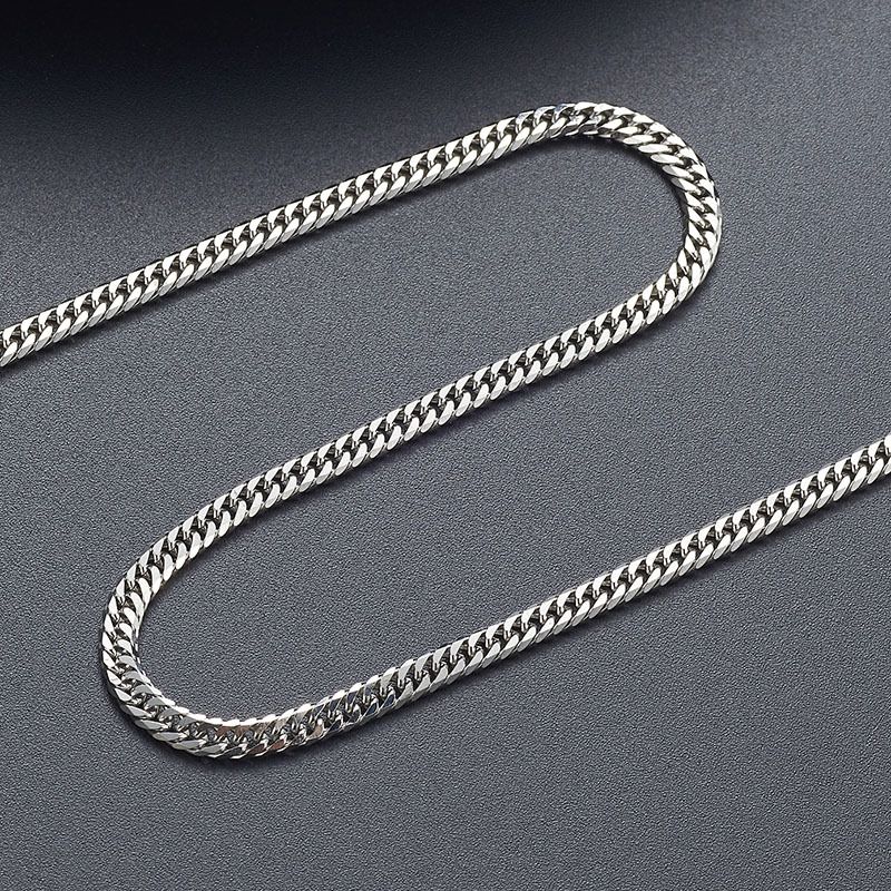 Cuban Titanium Six-Face Polished Necklace Bai Baihe Same Style Stainless Steel Men's Chain_voghion.com