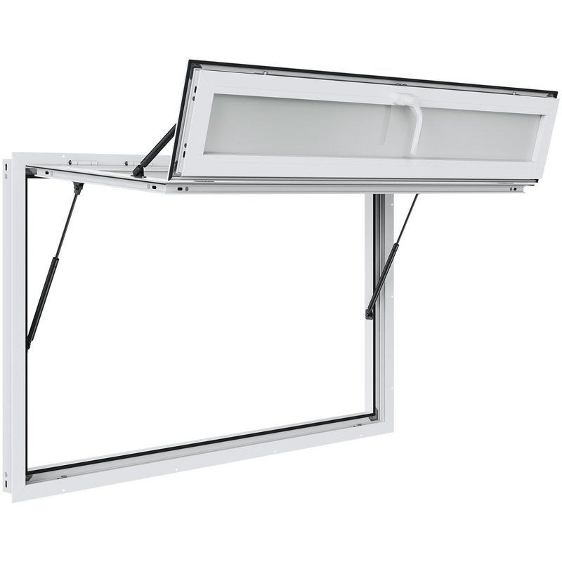 VEVOR Concession Window 60"x36", Aluminum Alloy Food Truck Service Window With Triple Sliding Windows & Awning Door & Drag Hook, Up To 85 Degrees Serving Window For Food Trucks Concession Trailers_voghion.com