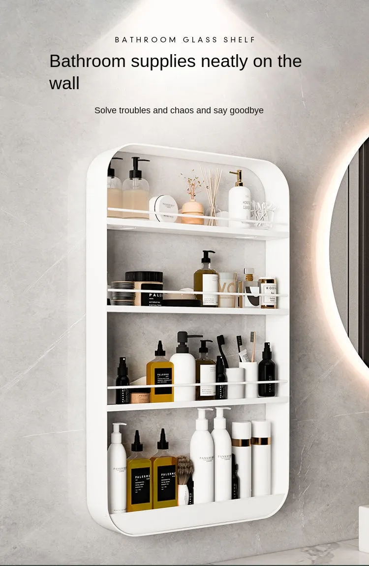 Support de rangement mural pour cuisine, support de rangement d'assaisonnement sans poinçon, salle de bain, toilettes, articles divers_voghion.com