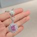 Collana da donna con ciondolo rotondo in zircone rosa spodumene viola con taglio a stella da 5 carati, luce fluorescente, colore cangiante, temperamento semplice_voghion.com