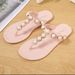 Women's Summer Simple Flat Flip-Flops With Pearl Decoration, Trendy Toe-Post Sandals_voghion.com