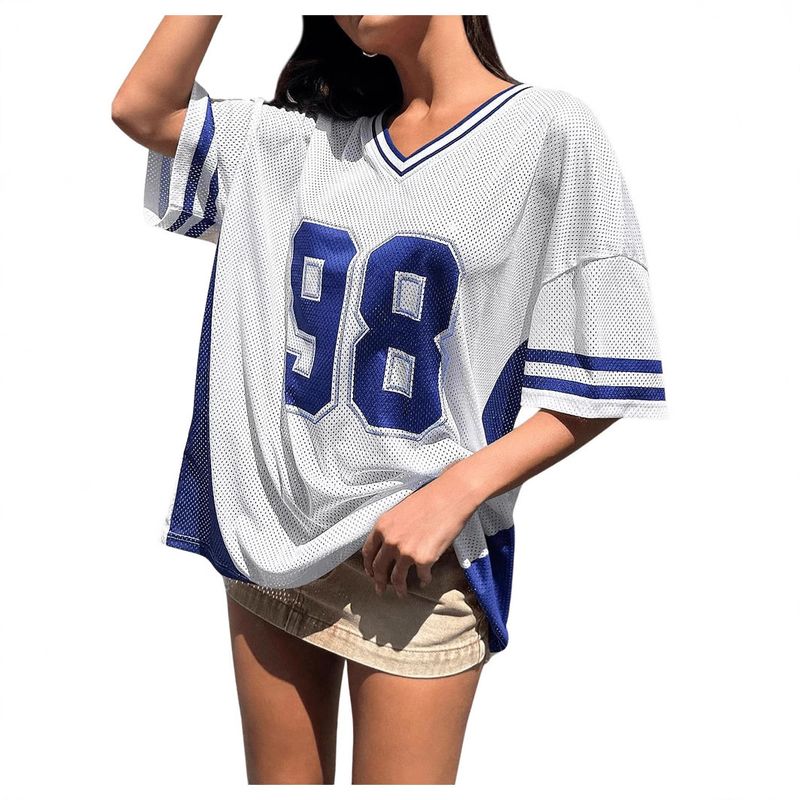 [Jersey]Women's Clothing Summer 98 Color Loose Breathable Comfortable Sports Mesh Material Pullover Jersey_voghion.com