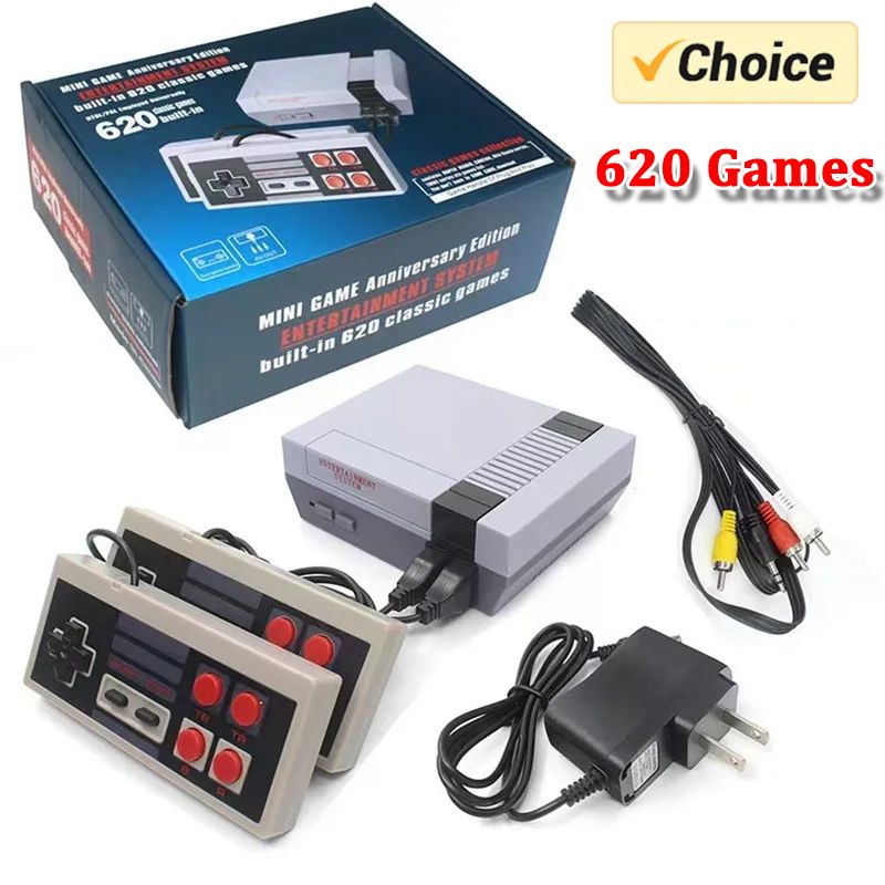 Mini TV portatile per famiglie Console per videogiochi Uscita AV Retro Built-in 620 giochi classici Doppio gamepad Gaming_voghion.com
