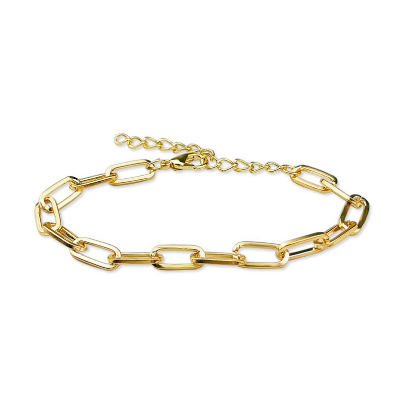 Bracciale cubano ovale in oro con graffetta geometrica minimalista in metallo per donna_voghion.com