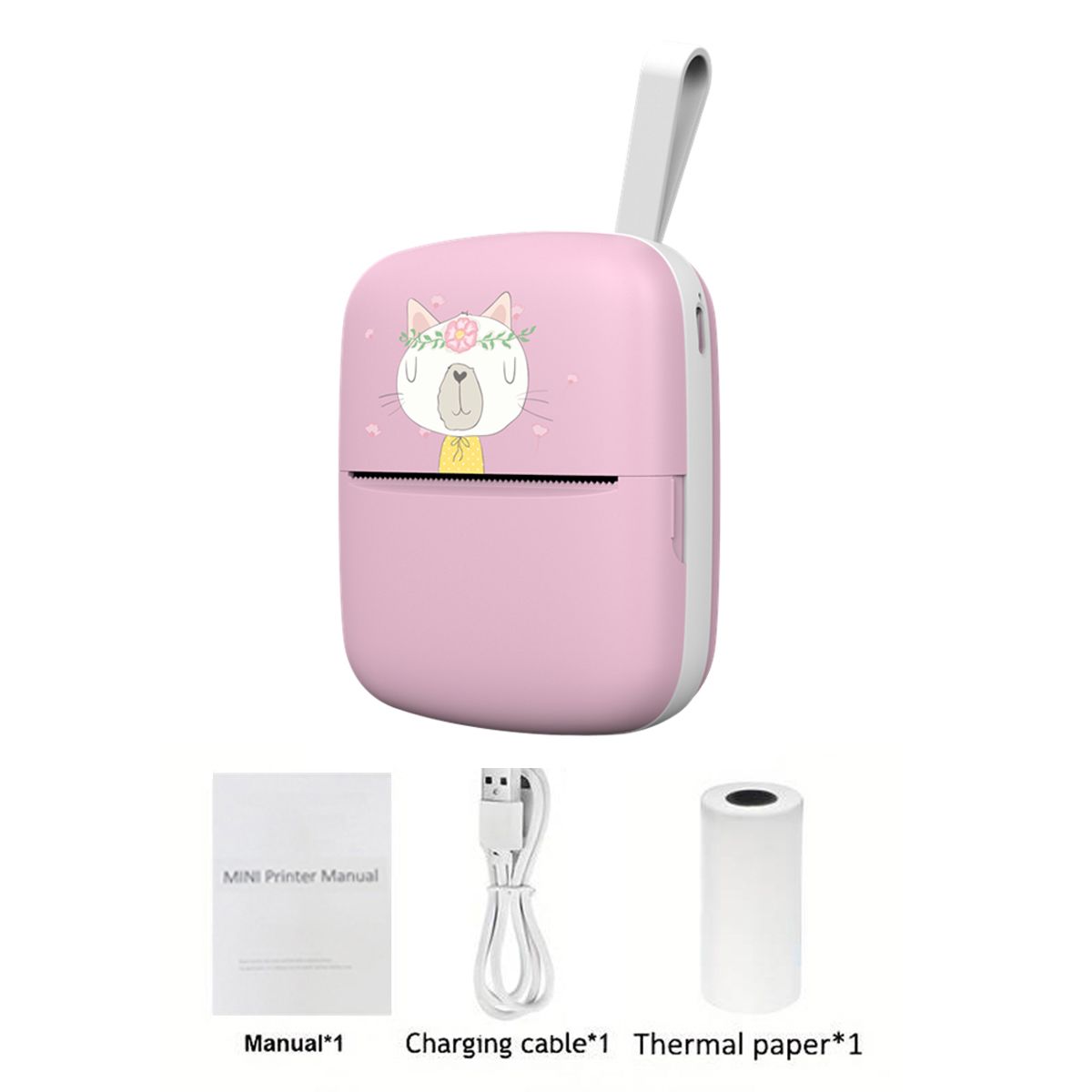Miniprinter voor iPhone en Android, draadloze minifotoprinter, etikettenprinter, draagbare BT minithermische printer voor het afdrukken van etiketten, tijdschriften, studies nr._voghion.com