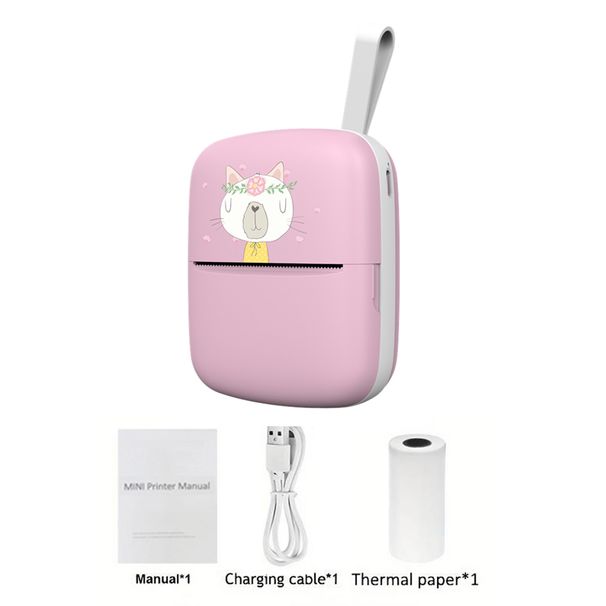 Miniprinter voor iPhone en Android, draadloze minifotoprinter, etikettenprinter, draagbare BT minithermische printer voor het afdrukken van etiketten, tijdschriften, studies nr._voghion.com