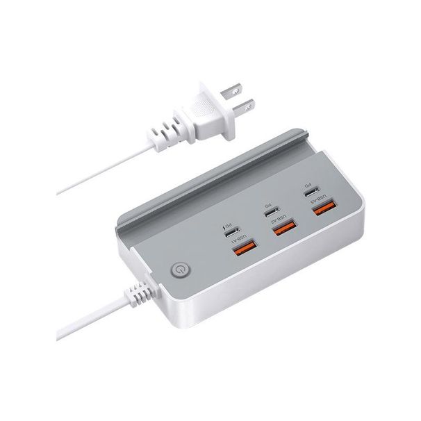 35W Intelligent USB Plug-in Multi-port PD Fast Charging Is Suitable For Apple Huawei Type-c Mobile Phone Bracket 6-port Charger._voghion.com