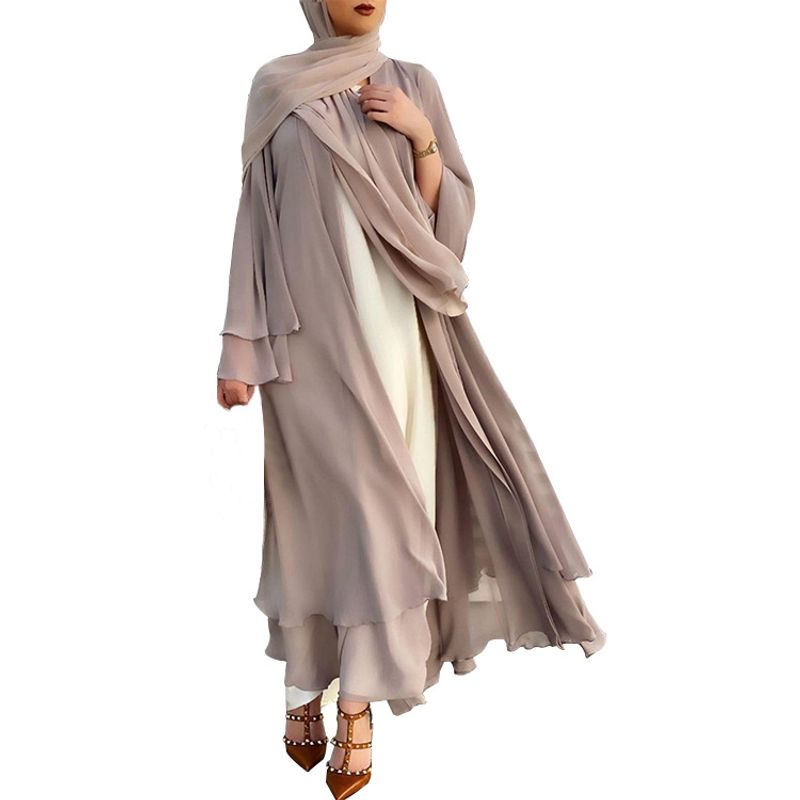 Vêtements pour femmes, cardigan en mousseline de soie, jupe longue, robe de couleur unie_voghion.com