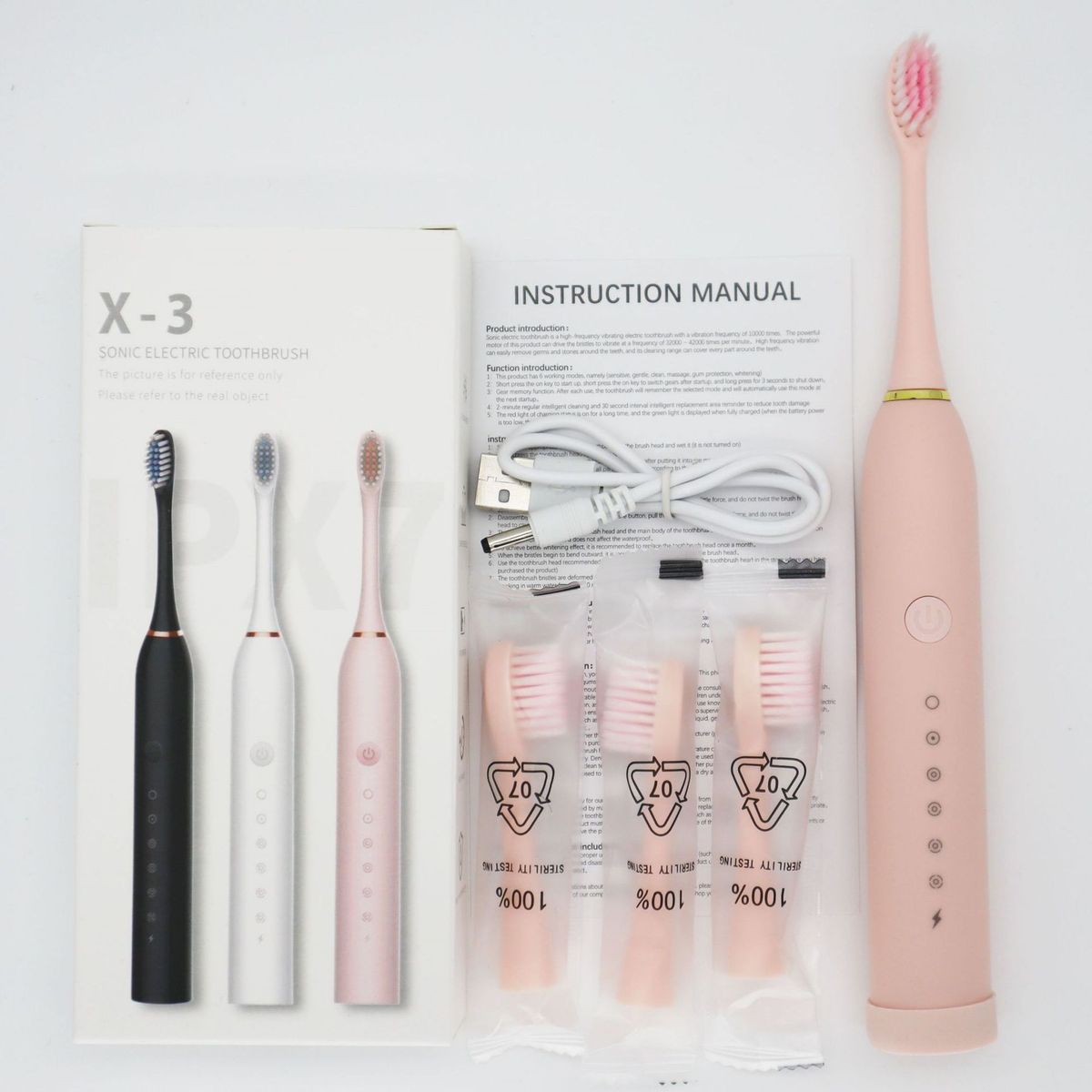 Brosse à dents électrique à lévitation magnétique – 6 modes, stérilisation UV, 42 000 tr/min, 4 têtes de rechange, silencieux 36 dB – Étui de transport et support en option_voghion.com