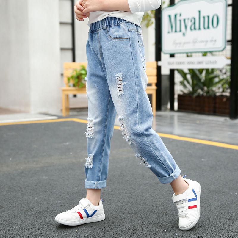 Girls Jeans Loose Fashion Ripped Jeans Trend_voghion.com